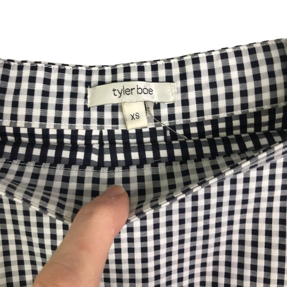 Tyler Boe Women's Off The Shoulder Blouse 3/4 Sleeves White Gingham Cotton XS - Picture 2 of 11